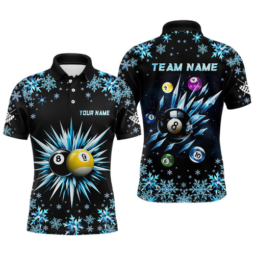 Personalized Snowflake 8 Ball & 9 Ball Billiard Shirts For Men Custom Funny Icy Billiard Jerseys TDM2466