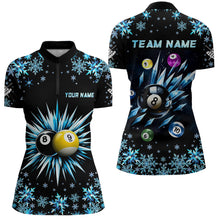 Load image into Gallery viewer, Personalized Snowflake 8 Ball &amp; 9 Ball Billiard Shirts For Women Custom Funny Icy Billiard Jerseys TDM2466