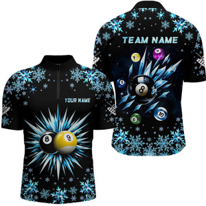 Personalized Snowflake 8 Ball & 9 Ball Billiard Shirts For Men Custom Funny Icy Billiard Jerseys TDM2466