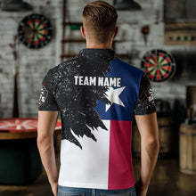 Load image into Gallery viewer, Personalized Texas Flag Grunge Men Darts Polo &amp; Quarter-Zip Shirts, Patriotic Dart Jerseys Uniform TDM3416