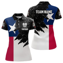 Load image into Gallery viewer, Personalized Texas Flag Grunge Women Darts Polo &amp; Quarter-Zip Shirts, Patriotic Dart Jerseys Uniform TDM3416