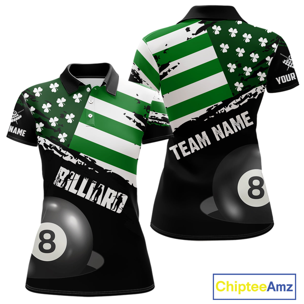 Personalized US Flag St Patrick Day Billiard Shirt For Women, Luckiest Shamrock 8 Ball Pool Jersey TDM5707