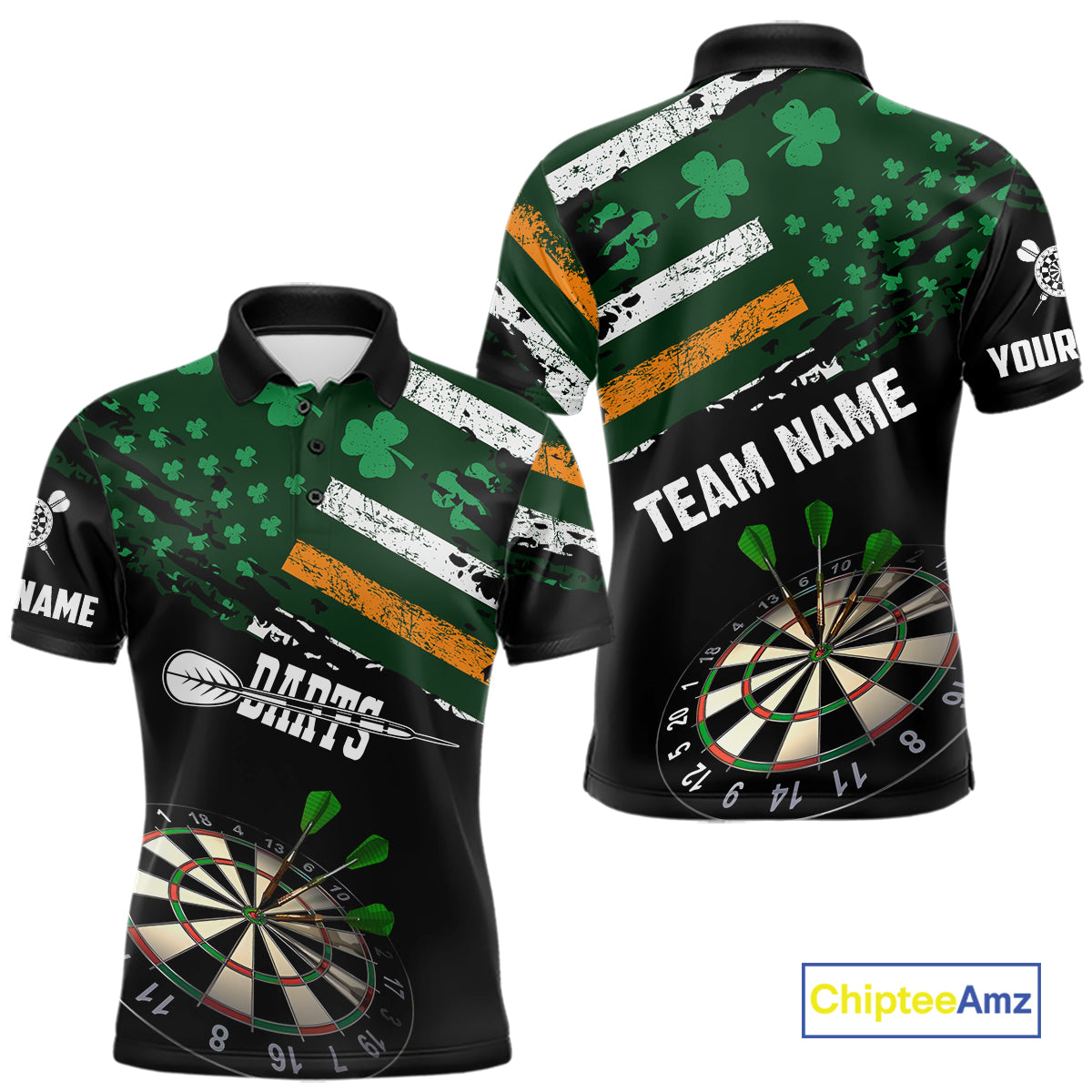 Personalized US Flag St Patrick Day Dart Shirts For Men Custom Patriotic Shamrock Darts Jerseys TDM5708