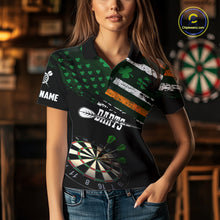 Load image into Gallery viewer, Personalized US Flag St Patrick Day Dart Shirts For Women Custom Patriotic Shamrock Darts Jerseys TDM5708