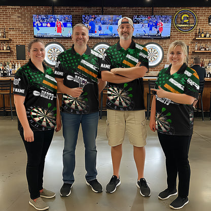 Personalized US Flag St Patrick Day Dart Shirts For Women Custom Patriotic Shamrock Darts Jerseys TDM5708