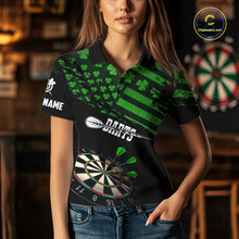 Load image into Gallery viewer, Personalized US Flag St Patrick Day Dart Shirts For Women Custom Luckiest Shamrock Darts Jerseys TDM5709