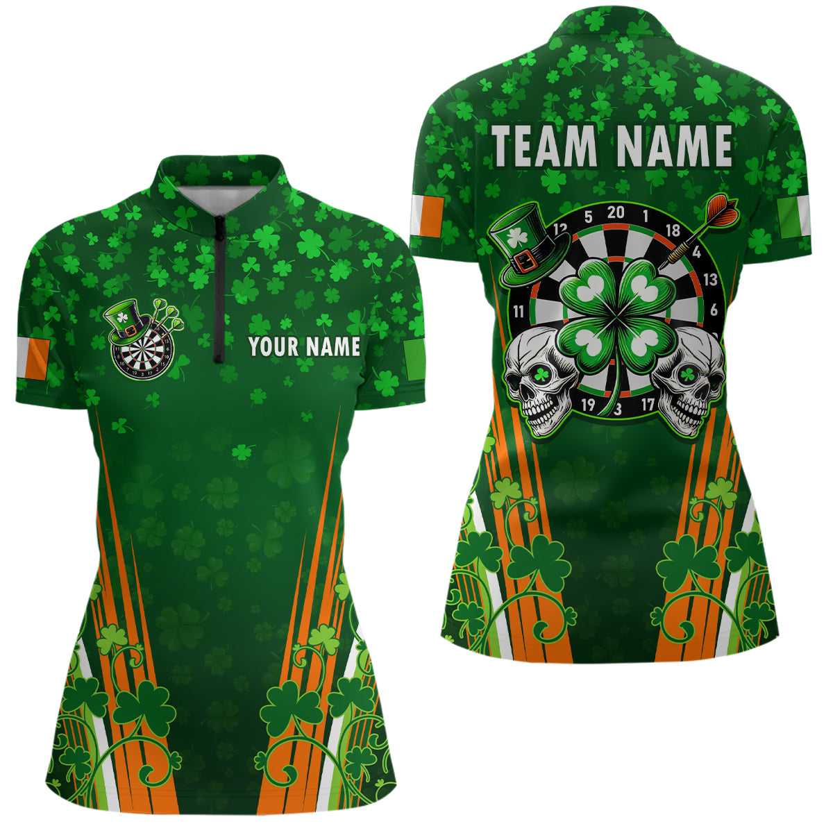 Luckiest Shamrock Skull Dart Shirts For Women Custom Patrick Day Dart Jerseys TDM3554