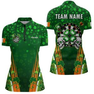 Luckiest Shamrock Skull Dart Shirts For Women Custom Patrick Day Dart Jerseys TDM3554