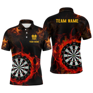 Personalized Fire Flame Dartboard Men Darts Polo Shirts Custom Darts Shirts For Team Dart Jerseys TDM1226