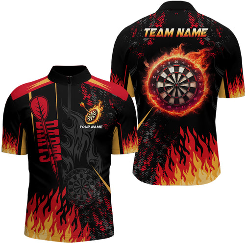 Personalized Dartboard Fire Flame 3D Printed Men Darts Quarter-Zip Shirts Dart Team Jerseys TDM1437