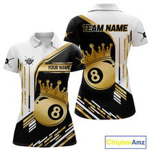 Load image into Gallery viewer, Personalized Golden 8 Ball Pool Crown Billiard Shirt For Women Custom Billiard Team Jerseys Uniform TDM4182