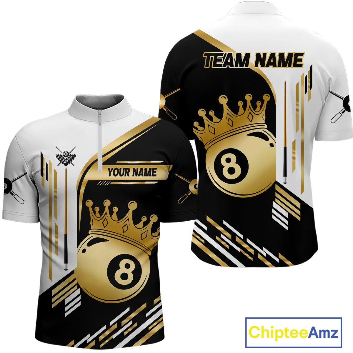 Personalized Golden 8 Ball Pool Crown Billiard Shirt For Men Custom Billiard Team Jerseys Uniform TDM4182