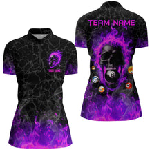 Load image into Gallery viewer, Billiards 8 Ball Flame Skull Fire Custom Pool Shirts For Women, Unique League Billiard Jersey |Purple TDM2012