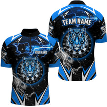 Load image into Gallery viewer, Personalized Tiger Dartboard Thunder Lightning Blue Darts Shirts For Men, Team League Darts Jerseys TDM2213