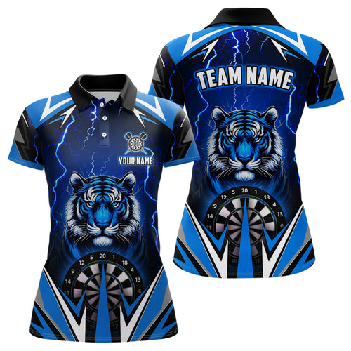Personalized Tiger 3D Printed Darts Shirts For Women Custom Thunder Lightning Blue Darts Team Jerseys TDM2214