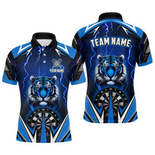 Load image into Gallery viewer, Personalized Tiger 3D Printed Darts Shirts For Men Custom Thunder Lightning Blue Darts Team Jerseys TDM2214