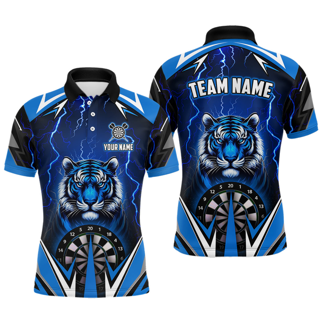 Personalized Tiger 3D Printed Darts Shirts For Men Custom Thunder Lightning Blue Darts Team Jerseys TDM2214