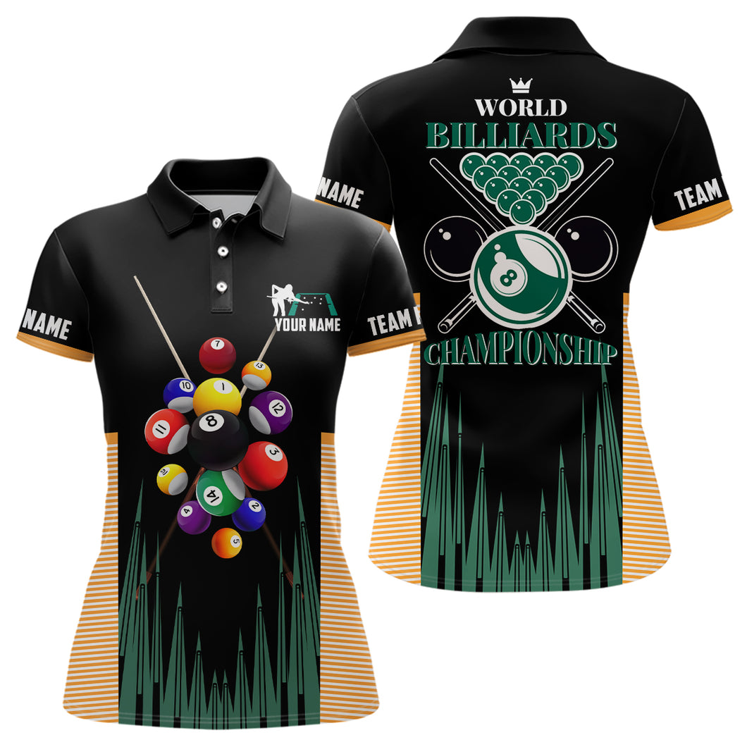 World Billiards Championship Custom Name 3D All Over Print Billiard Polo Shirts For Women TDM0092