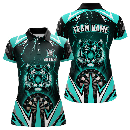Personalized Tiger 3D Printed Darts Shirts For Women Custom Thunder Lightning Turquoise Darts  Jersey TDM2478