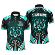 Load image into Gallery viewer, Personalized Tiger 3D Printed Darts Shirts For Men Custom Thunder Lightning Turquoise Darts  Jersey TDM2478