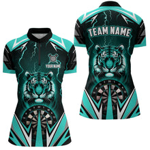 Load image into Gallery viewer, Personalized Tiger 3D Printed Darts Shirts For Women Custom Thunder Lightning Turquoise Darts  Jersey TDM2478