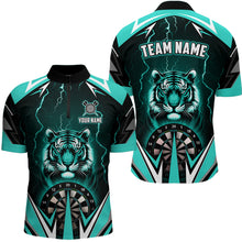 Load image into Gallery viewer, Personalized Tiger 3D Printed Darts Shirts For Men Custom Thunder Lightning Turquoise Darts  Jersey TDM2478