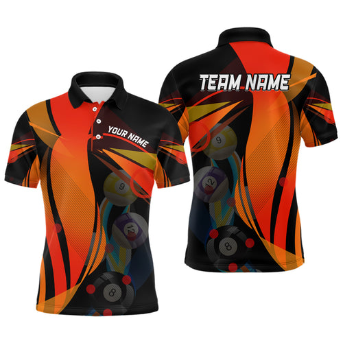 Personalized 3D Orange Billiard Balls Polo Shirts For Men Custom Billiard Pool League Shirts TDM0552