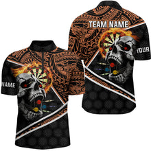 Load image into Gallery viewer, Personalized Skull Dartboard Fire Tribal Dart Shirts For Men Custom Darts Team Shirt Dart Jerseys TDM3218