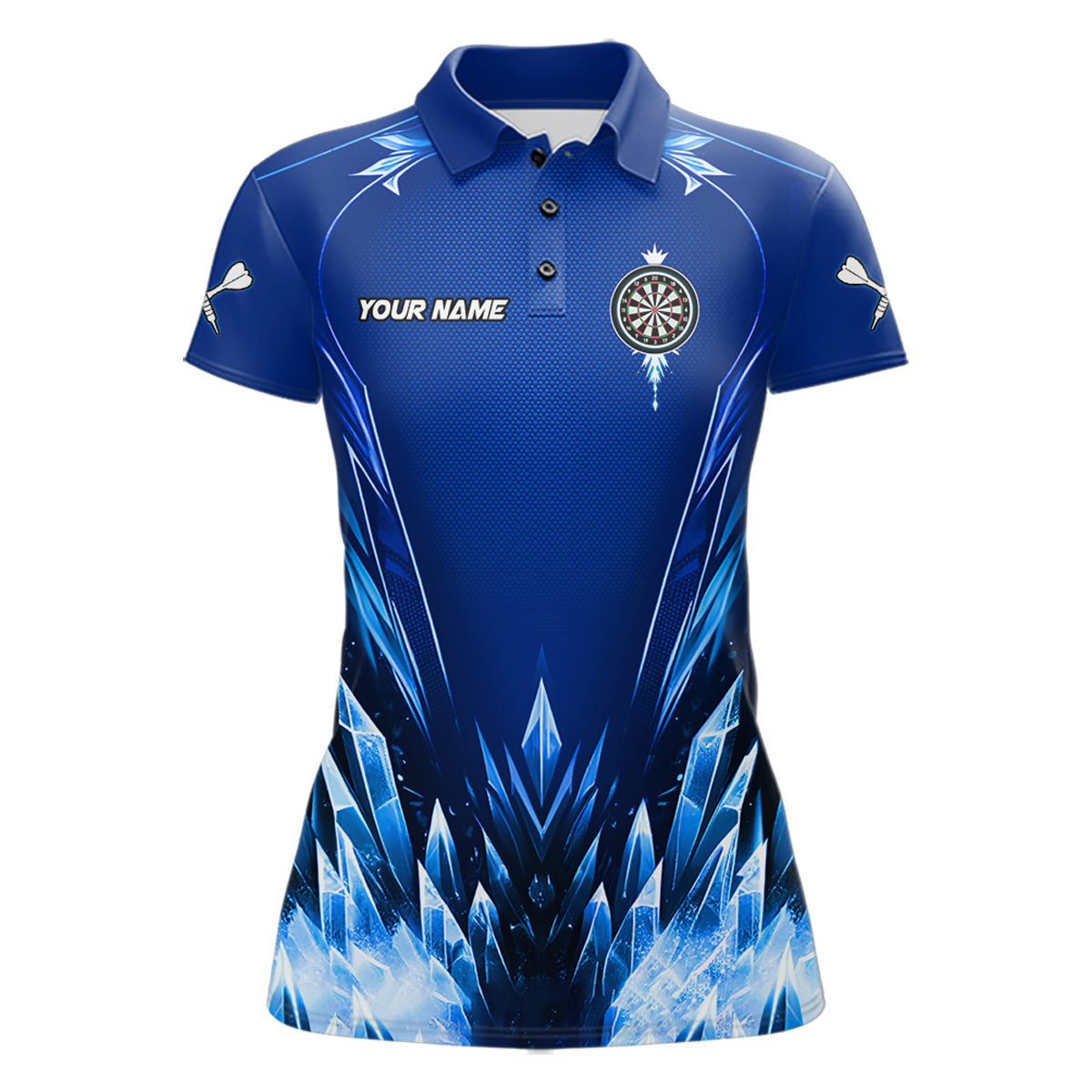 Personalized Blue Dartboard Icy Darts Polo & 1/4 Zip Custom Darts Shirt For Women, Darts Team Jersey TDM5716