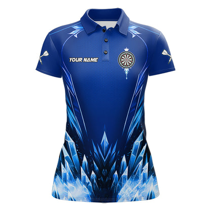 Personalized Blue Dartboard Icy Darts Polo & 1/4 Zip Custom Darts Shirt For Women, Darts Team Jersey TDM5716
