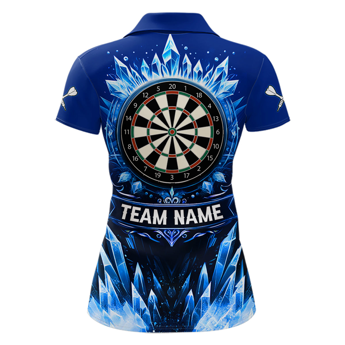 Personalized Blue Dartboard Icy Darts Polo & 1/4 Zip Custom Darts Shirt For Women, Darts Team Jersey TDM5716