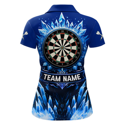 Personalized Blue Dartboard Icy Darts Polo & 1/4 Zip Custom Darts Shirt For Women, Darts Team Jersey TDM5716