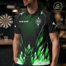 Load image into Gallery viewer, Personalized Green Dartboard Icy Darts Polo &amp; 1/4 Zip Custom Dart Shirt For Men, Darts Team Jersey TDM5717