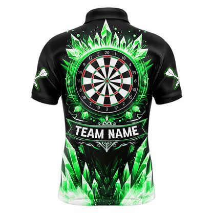 Personalized Green Dartboard Icy Darts Polo & 1/4 Zip Custom Dart Shirt For Men, Darts Team Jersey TDM5717