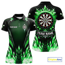Load image into Gallery viewer, Personalized Green Dartboard Icy Darts Polo &amp; 1/4 Zip Custom Dart Shirt For Women, Darts Team Jersey TDM5717