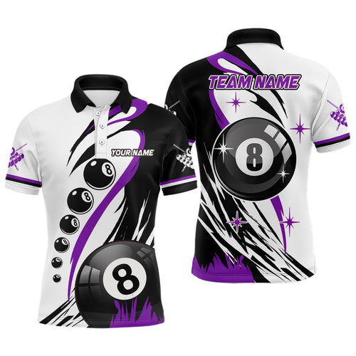 Personalized Purple Jerseys Billiard 8 Ball Pool Men Polo Shirts, Best Custom Billiard Team Shirts TDM1232