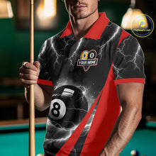 Load image into Gallery viewer, Black And Red 8 Ball 9 Ball Lightning Billiard Shirt For Men Custom Pool Team Jersey Polo, 1/4 Zip TDM6323