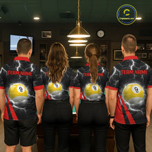 Load image into Gallery viewer, Black And Red 8 Ball 9 Ball Lightning Billiard Shirt For Men Custom Pool Team Jersey Polo, 1/4 Zip TDM6323