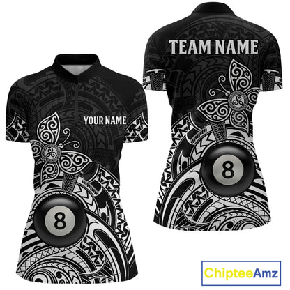 Custom White Black Tribal Butterfly Billiard Shirts For Women | 8 Ball Pool Team Jerseys TDM3987