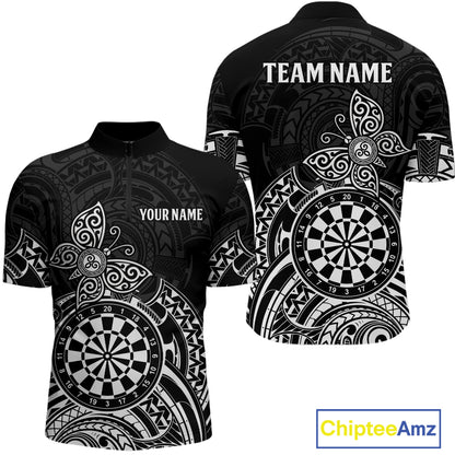 Custom White Black Tribal Dartboard Butterfly Darts Shirts For Men, Darts Team Jerseys Outfit TDM3988
