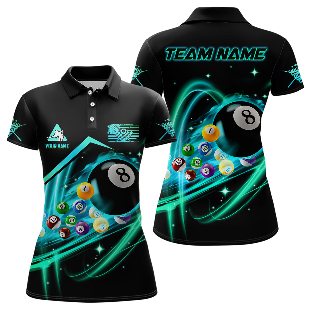 Custom Billiard Balls 3D All Over Print Billiard Polo Shirts For Women, Custom Billiard Team Shirts TDM0098