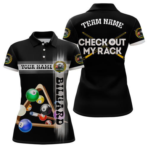 Check Out My Rack Billiard 8 Ball Custom Name 3D Polo Shirts For Women, Custom Billiard Lover Shirts TDM0102