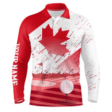 Load image into Gallery viewer, Mens Golf Polo Shirts Custom Canadian Flag, Patriotic Golf Canada Shirt For Team Golfer, Golf Gift TDM2492