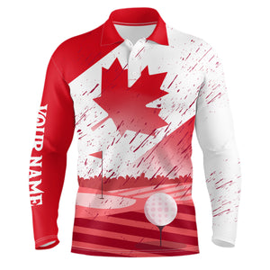 Mens Golf Polo Shirts Custom Canadian Flag, Patriotic Golf Canada Shirt For Team Golfer, Golf Gift TDM2492