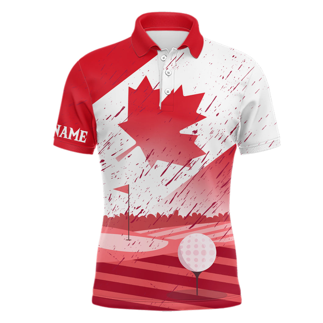 Mens Golf Polo Shirts Custom Canadian Flag, Patriotic Golf Canada Shirt For Team Golfer, Golf Gift TDM2492