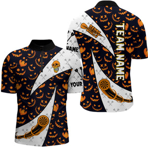 Personalized Funny Pumpkin Pattern Halloween Darts Shirts For Men, Halloween Gifts For Darts Lover TDM2735