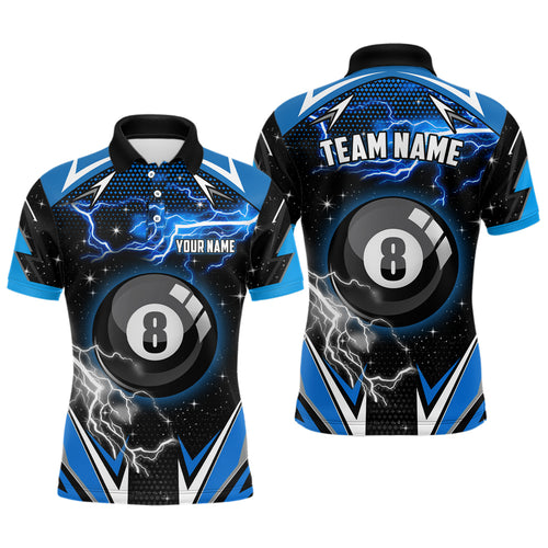 8 Ball Pool Billiard Jerseys For Men Custom Blue Billiard Polo Shirts Team League Billiard Shirts TDM0558
