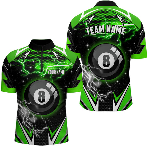 8 Ball Pool Billiard Jersey Custom Green Men Quarter-Zip Shirt Team League Billiard Shirts TDM0559