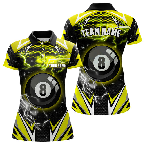 8 Ball Pool Billiard Jerseys For Women Custom Yellow Billiard Polo Shirts Team League Billiard Shirts TDM0560