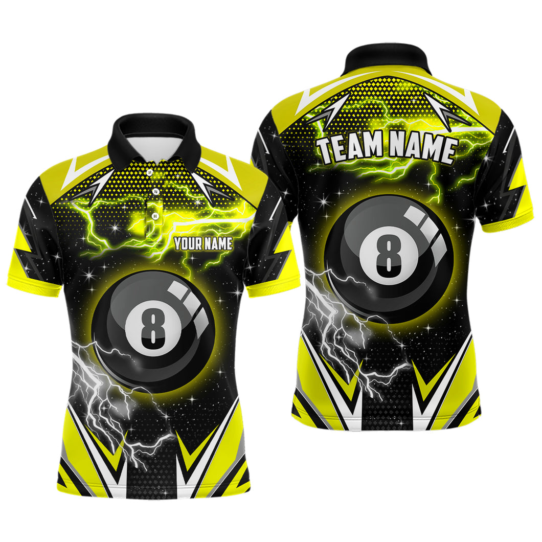 8 Ball Pool Billiard Jerseys For Men Custom Yellow Billiard Polo Shirts Team League Billiard Shirts TDM0560